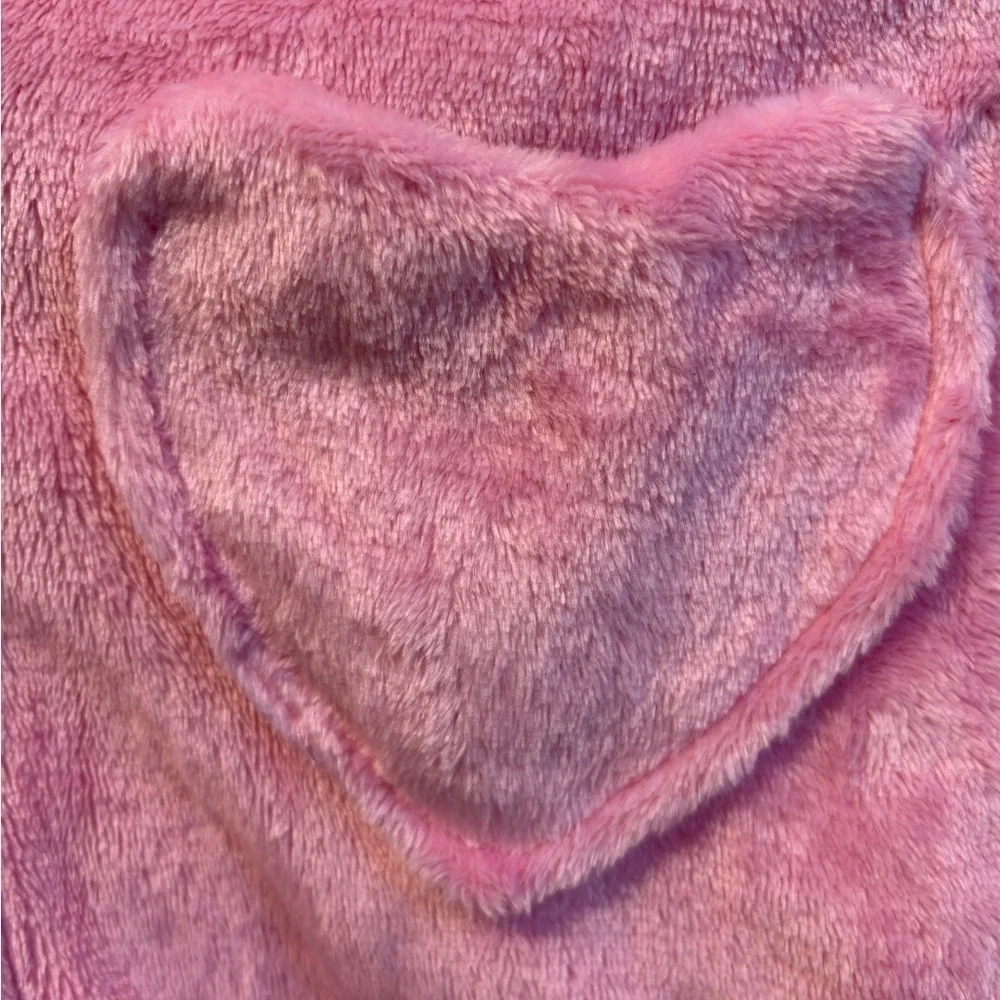 NWT 2pc set Girls Fluffy Pink Robe with Sleep Mask | Size Small 7-8